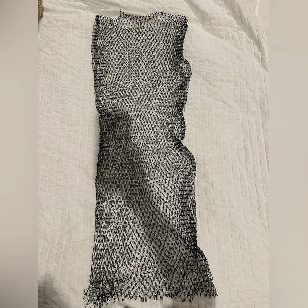 Fishnet rhinestone beach cover up dress